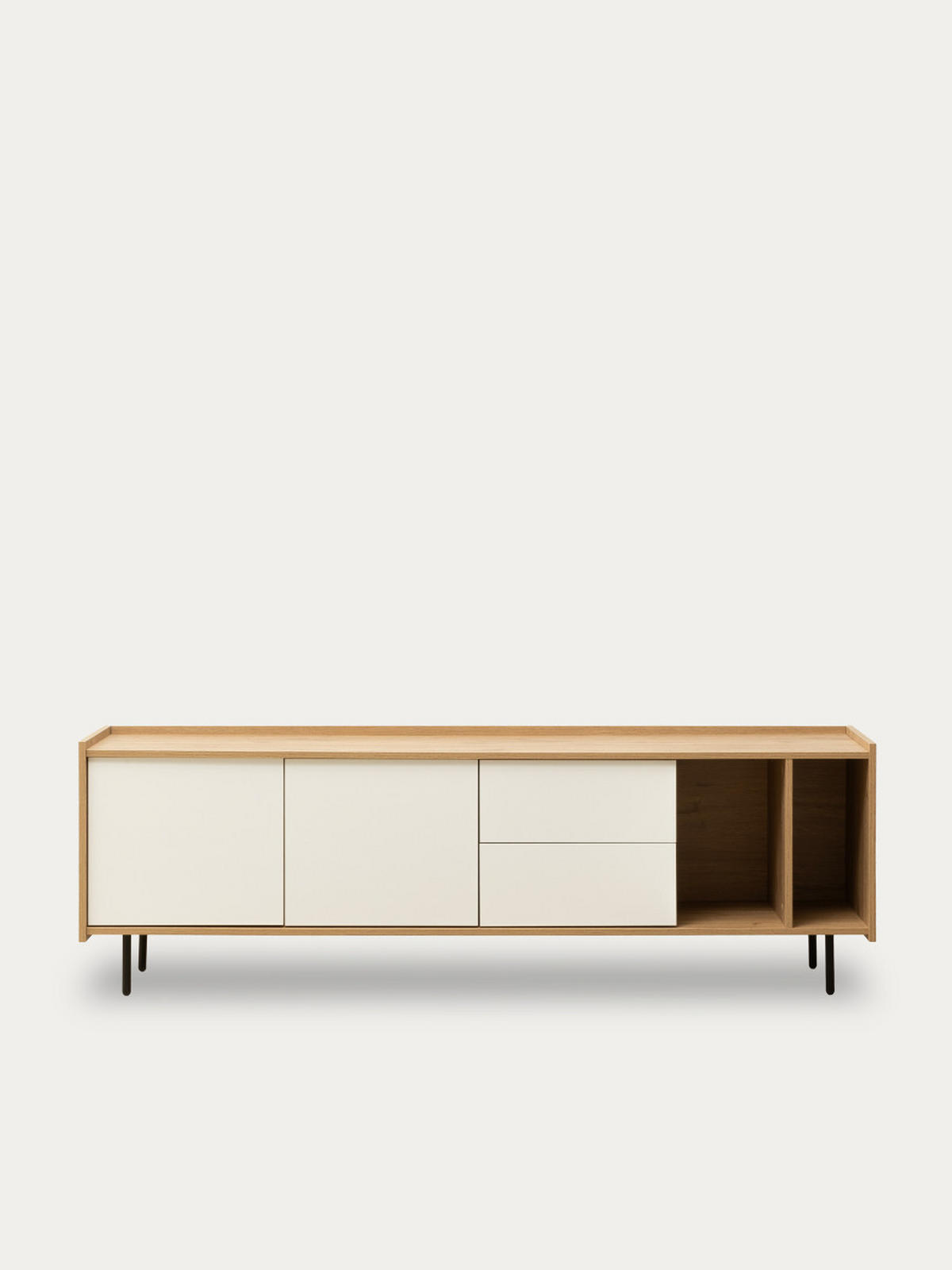 TV-ELEMENT Nadine Natur - Weiß 184.2 cm x 59.6 cm - Braun, Holzwerkstoff (184/59/41cm) - Kenay Home
