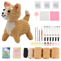 KOMPLET za kvačkanje pasme Shiba Inu, amigurumi za začetnike z navodili in pripomočki - rjava, tekstil (1/1/1cm)