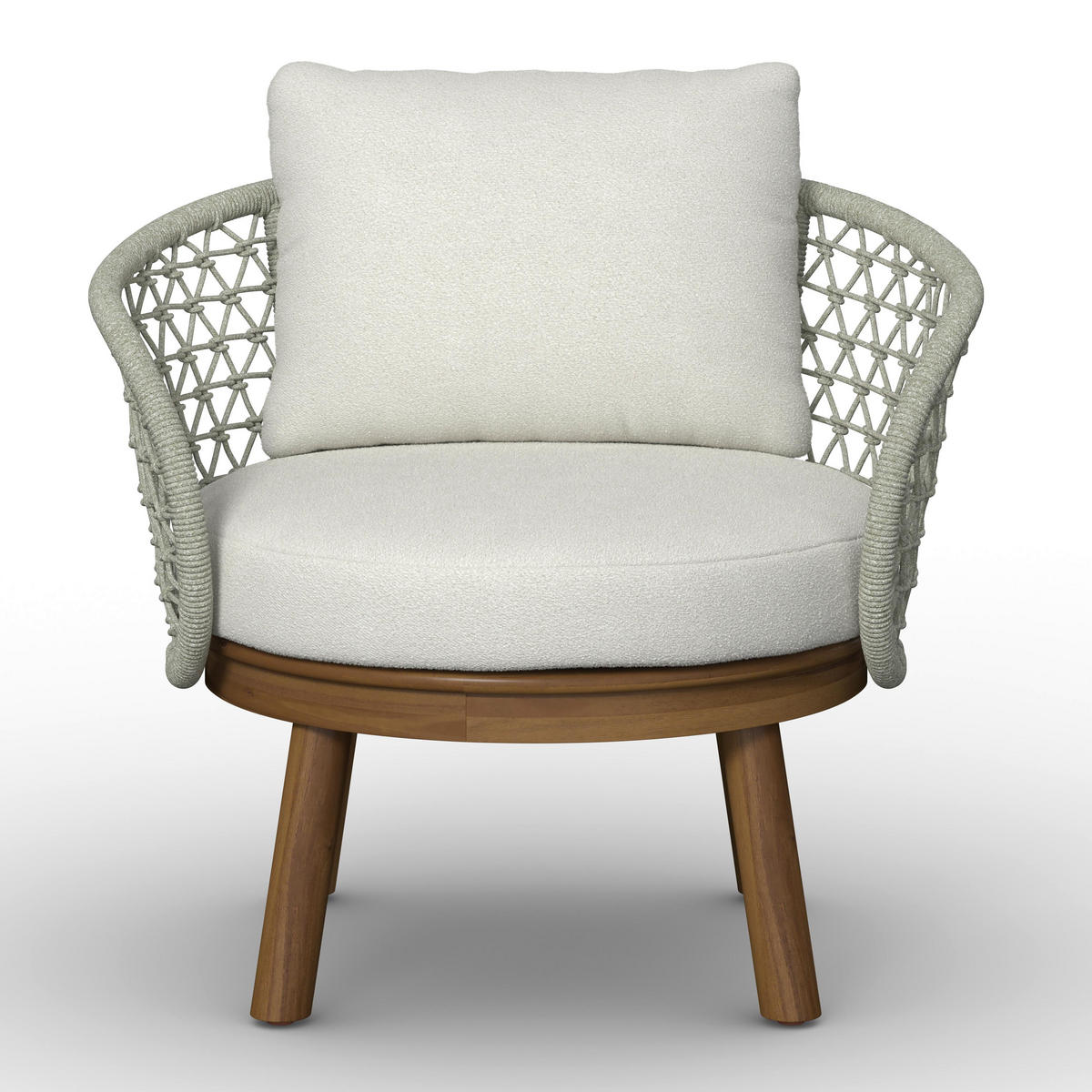 LOUNGEGARNITUR Belaya Weiß/Grau Holz/Outdoorstoff - Grau, Holz