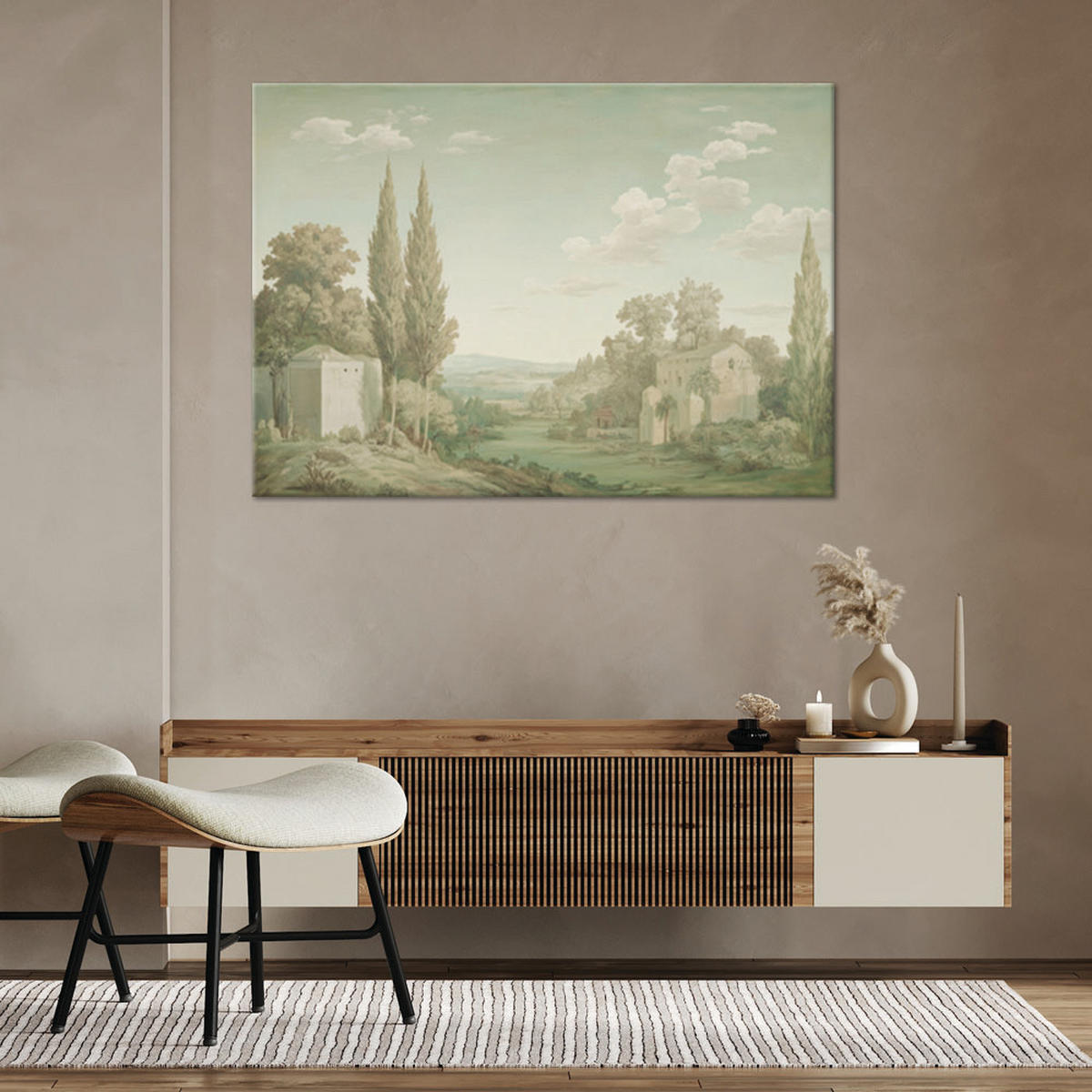 WANDBILD architektur landschaft natur - Grün, Textil (60/40cm) - Feeby