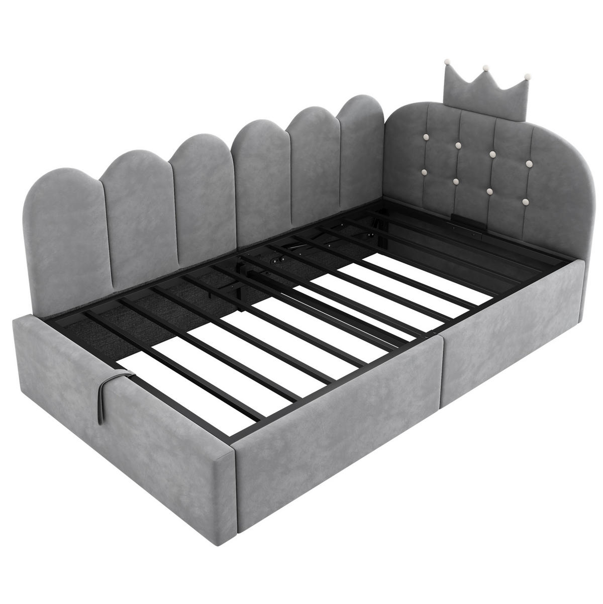 POLSTERBETT 90/190 cm Grau aus Samt mit Stauraum - Grau, Textil (90/190cm) - OKMYHOME