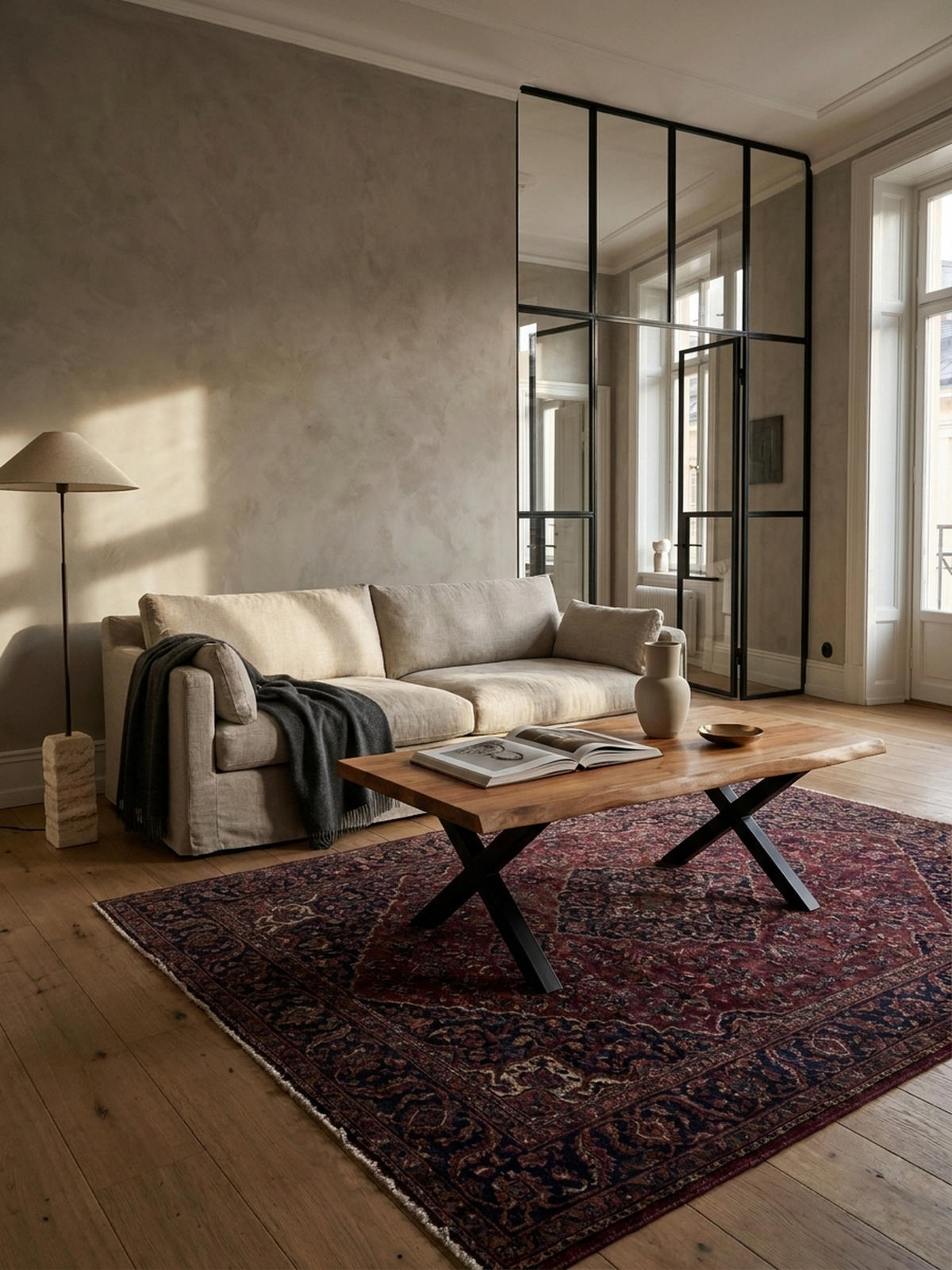 COUCHTISCH Braun Massivholz Akazie Baumkante 120x60x46cm, Metallbeine X-Form - Schwarz/Akaziefarben, Holz/Metall (60/120/46cm) - KADIMA DESIGN