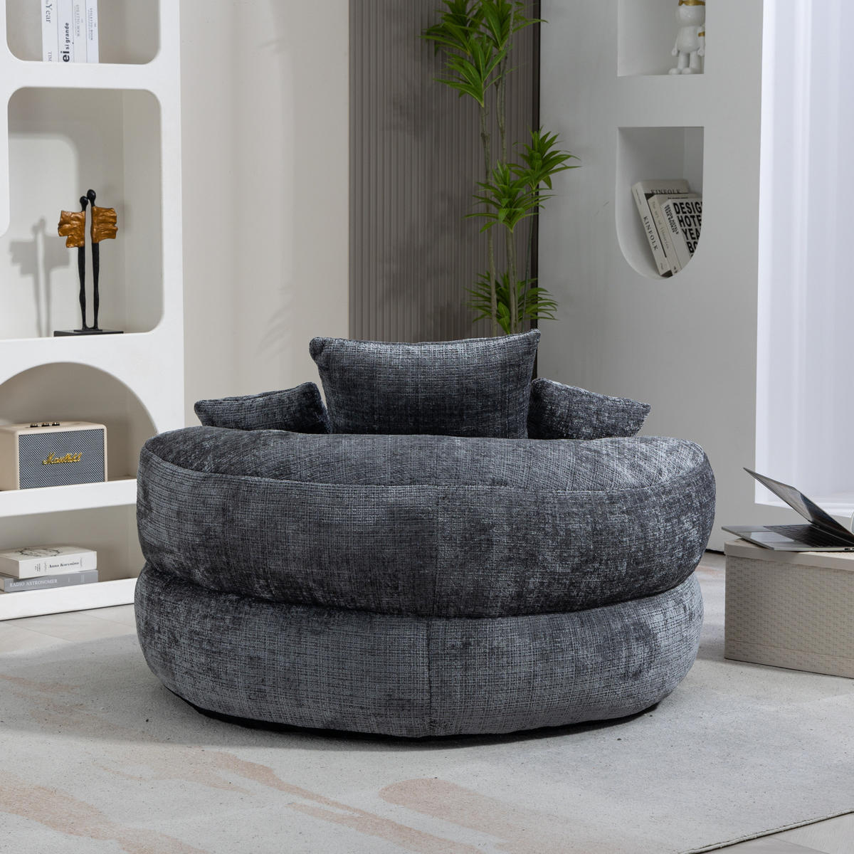 SITZSACK Chenille 108 x 108 x 52 cm Gray - Grau, Kunststoff (108/52/108cm) - Beauniv
