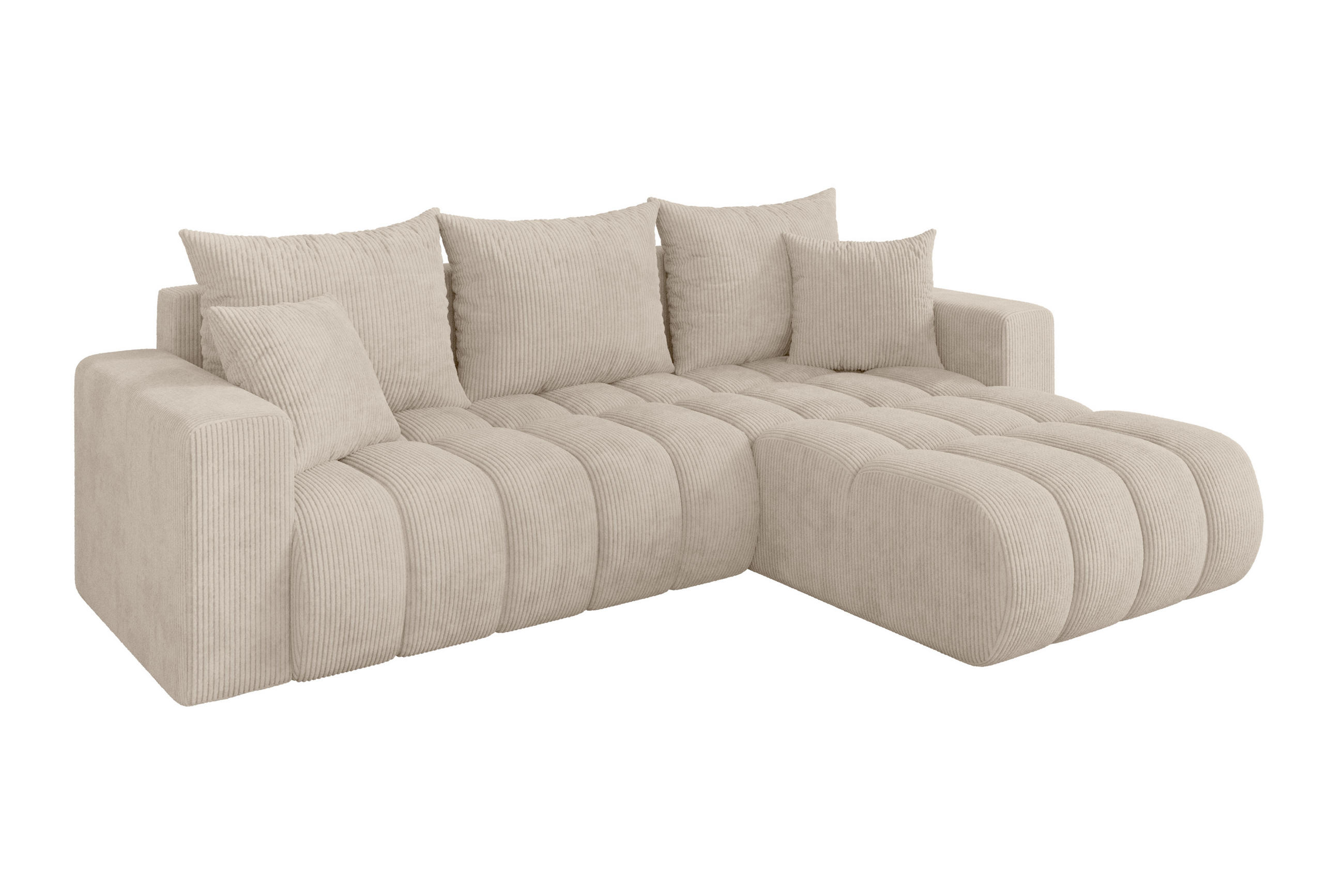 ALTDECOR ROHOVÁ SEDAČKA s funkcí spaní, otoman vpravo MILA-L-v1 277x195x86 béžová manšestr