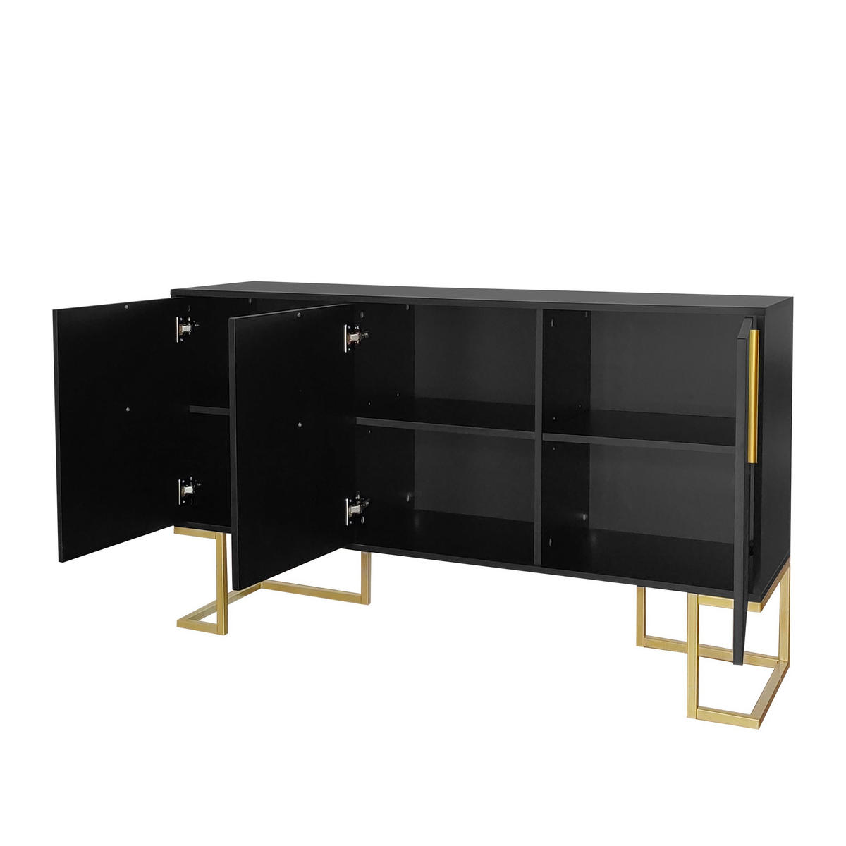 SIDEBOARD 130/40/80 cm schwarz aus MDF mit 3 Türen und verstellbaren Regalen - Schwarz, Holzwerkstoff (138/80.5/40cm) - OKWISH