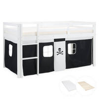 HOCHBETT mit Matratze 90/200 cm Pirat - Schwarz/Weiß, Holz (90/200cm) - Homestyle4u