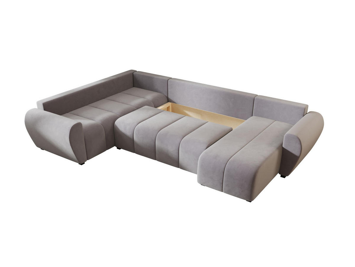 WOHNLANDSCHAFT MOLISA U PLUS Itaka 50 Rechts mit Schlaffunktion - Grau, Textil (303/82/208cm) - Bedante