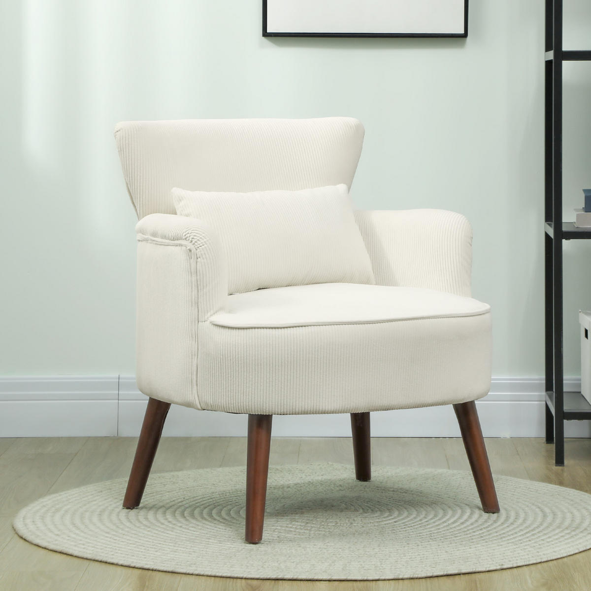 SESSEL 69/69,5/78 cm in Cremeweiß mit Flügelrücken und Holzbeinen - Creme, Kunststoff (69.5/78/69cm) - BEAOK
