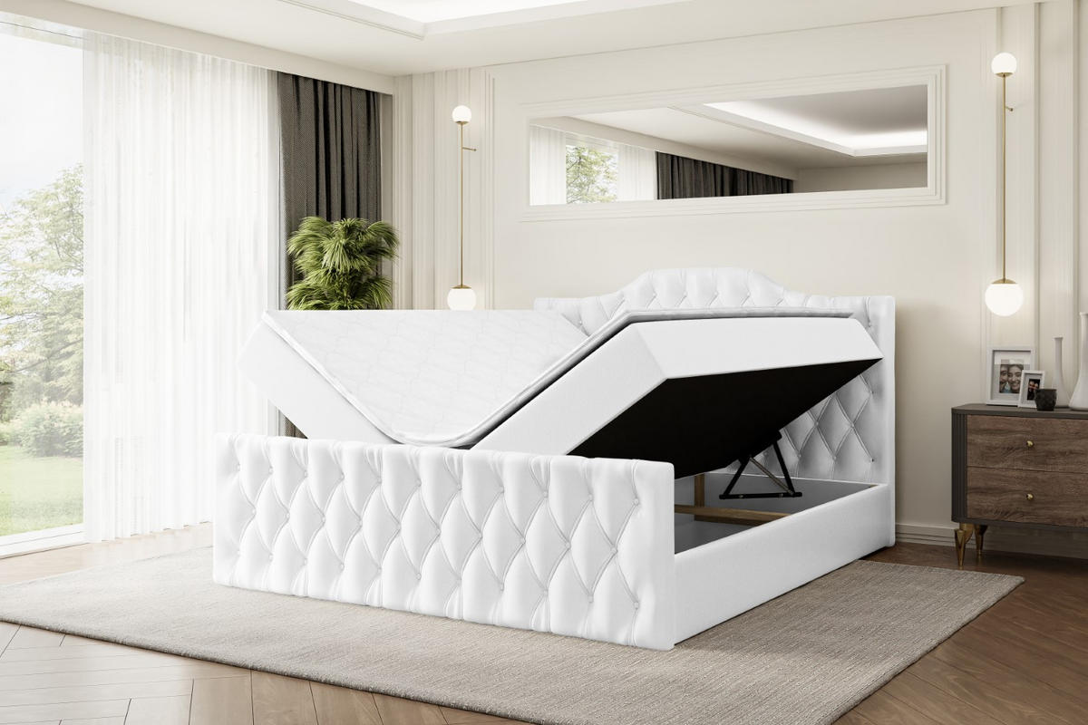 AMERICKÁ postel VILA-1-Z – 160 × 200 cm – H3 – vysoce lesklá bílá - vysoce lesklá bílá, kompozitní dřevo (160/200cm) - ALTDECOR