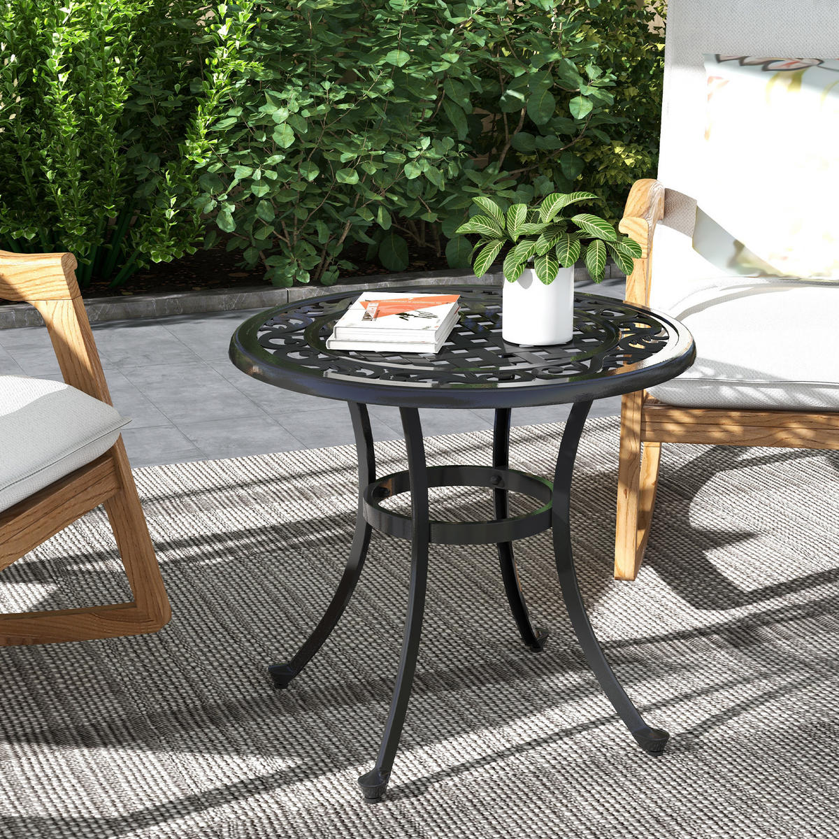 GARTENTISCH DE-07311 Vintage-Design mit Gusseisen Schwarz - Schwarz, Metall (60/60/53cm) - ComfortXL