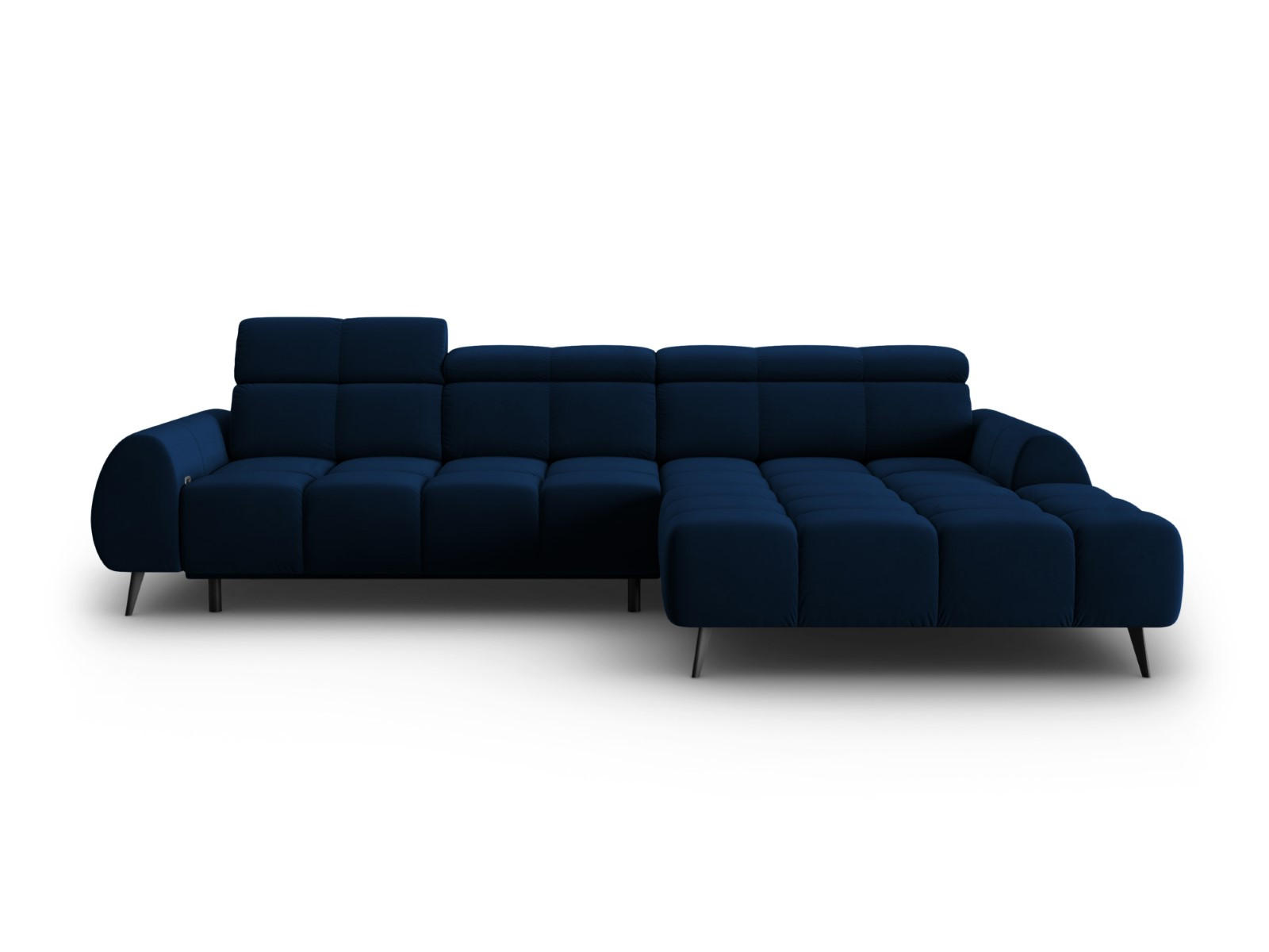 ELEKTRISCHES-ECKSOFA rechts Alyse aus Samt königsblau 5 Sitzplätze - Blau, Textil (188/295cm) - Micadoni