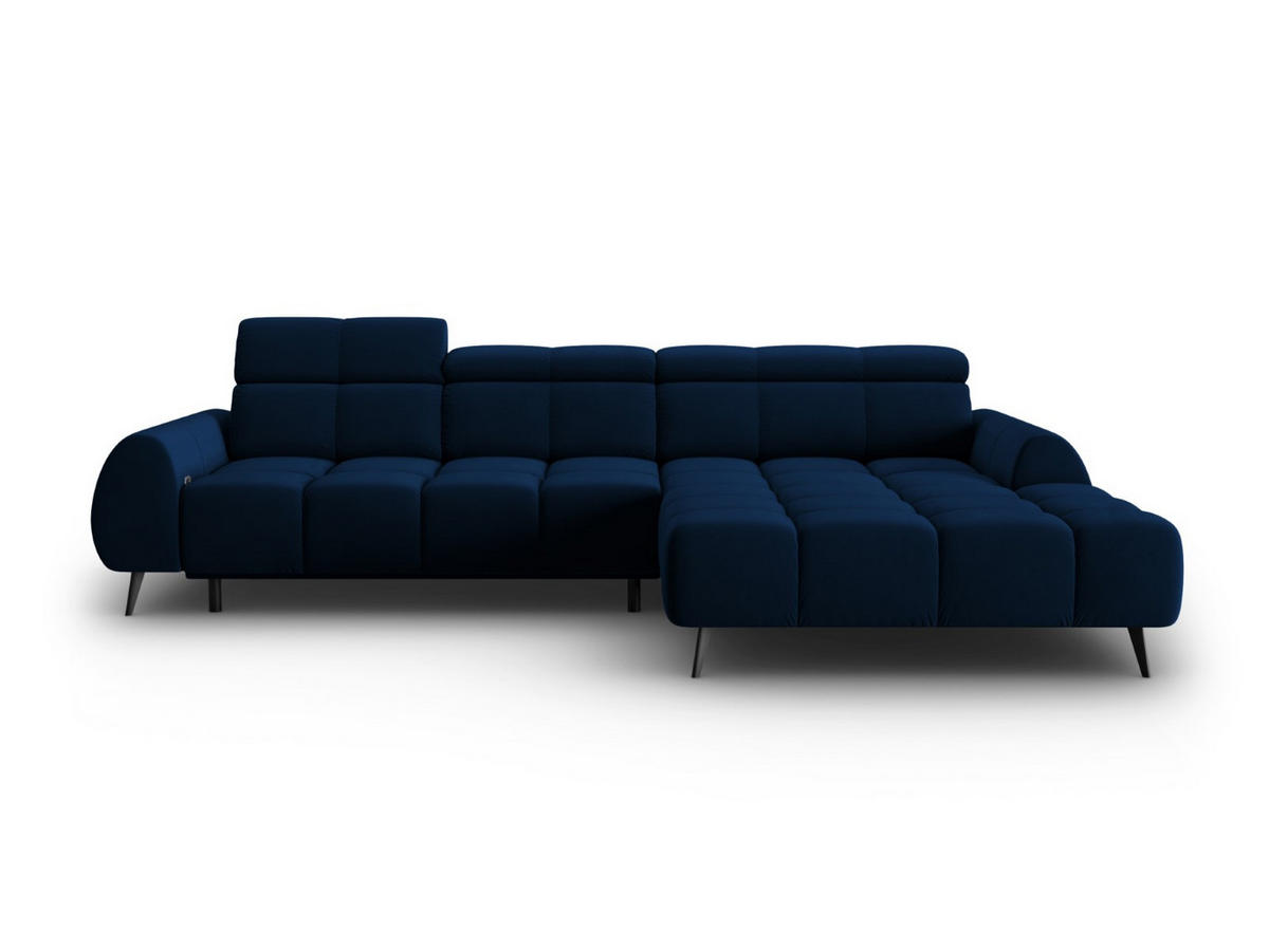 ELEKTRISCHES-ECKSOFA rechts Alyse aus Samt königsblau 5 Sitzplätze - Blau, Textil (188/295cm) - Micadoni