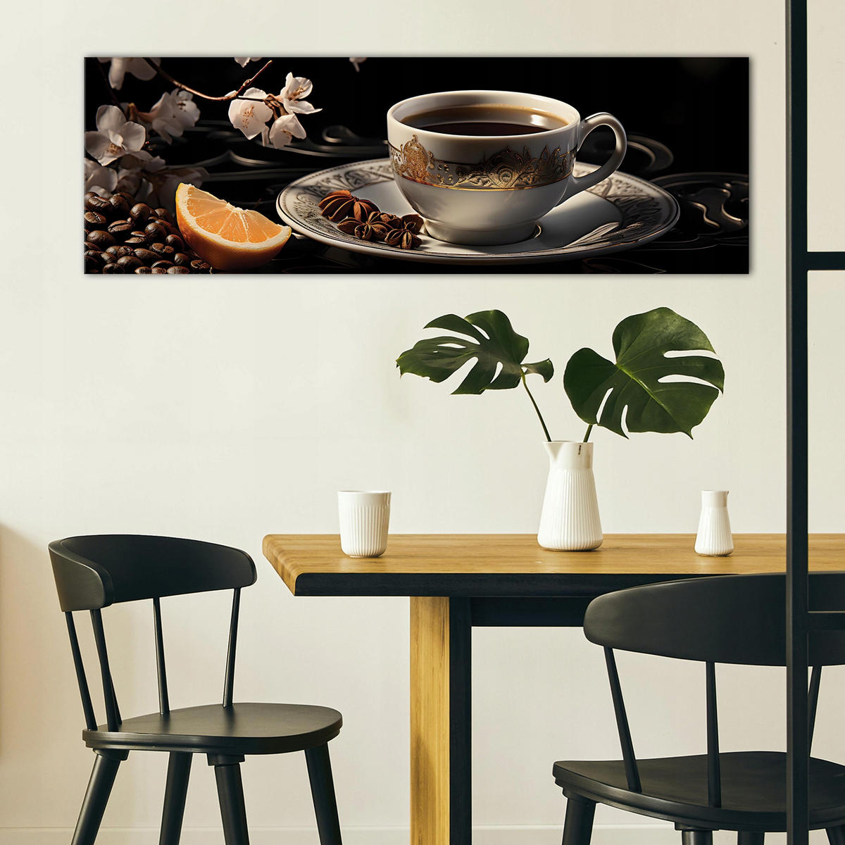 BILDER Küche Kaffee Leinwandbild 145x45 - Multicolor, Holzwerkstoff (145/45cm) - Wallarena