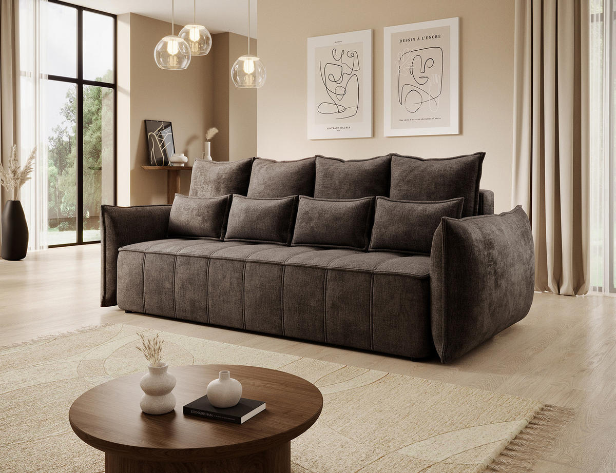 SCHLAFSOFA WELSH - Braun (NUBE 22) - Braun, Holzwerkstoff (242/94/106cm) - Möblo