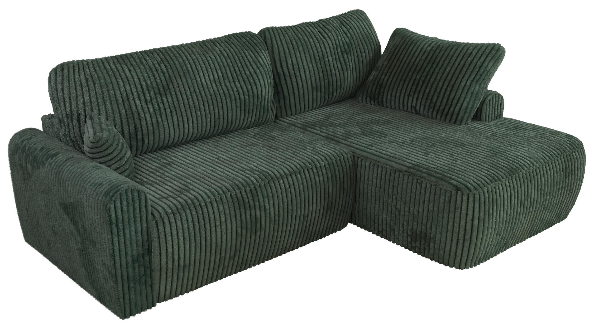 ECKSCHLAFSOFA CUBO L Grün Cord - rechts - Schwarz/Grün, Kunststoff/Textil (187/273cm) - MKS