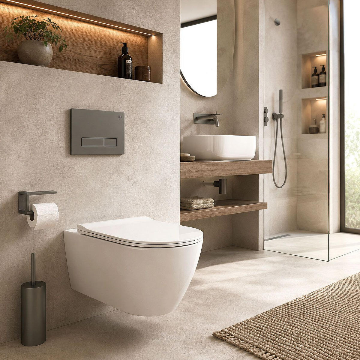 DRÜCKPLATTE Rea Hd K011a-q Und Slim 024n Titan - Titanfarben, Kunststoff (24.5/16/3.5cm) - REA