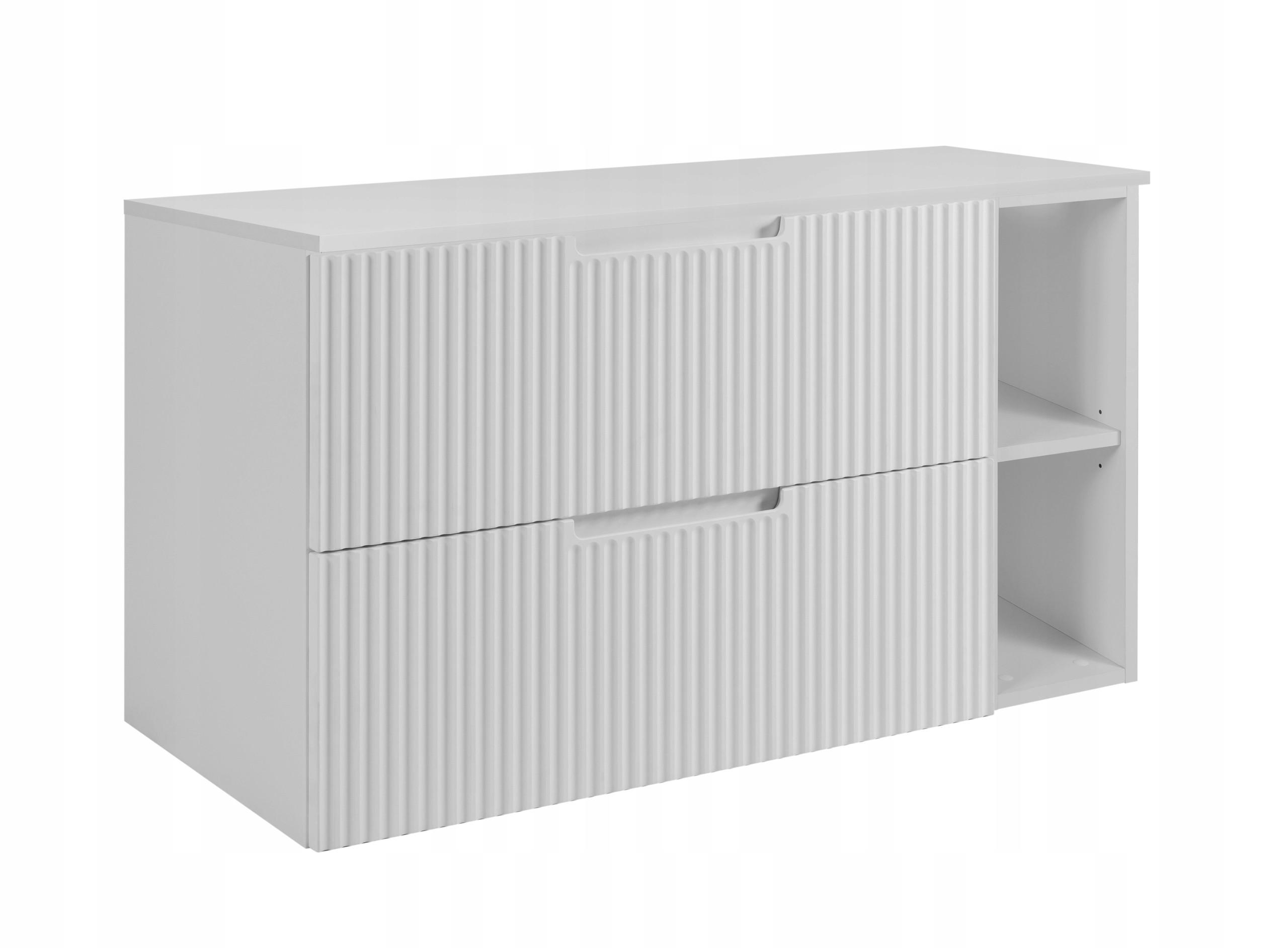WASCHBECKUNTERSCHRANK VENA 80 cm mit Arbeitsplatte Farbe: Mattweiß mit einem Regal Gerillte Vorderseite Mattweiß - Weiß, Holzwerkstoff (80/58/46cm) - Rodan