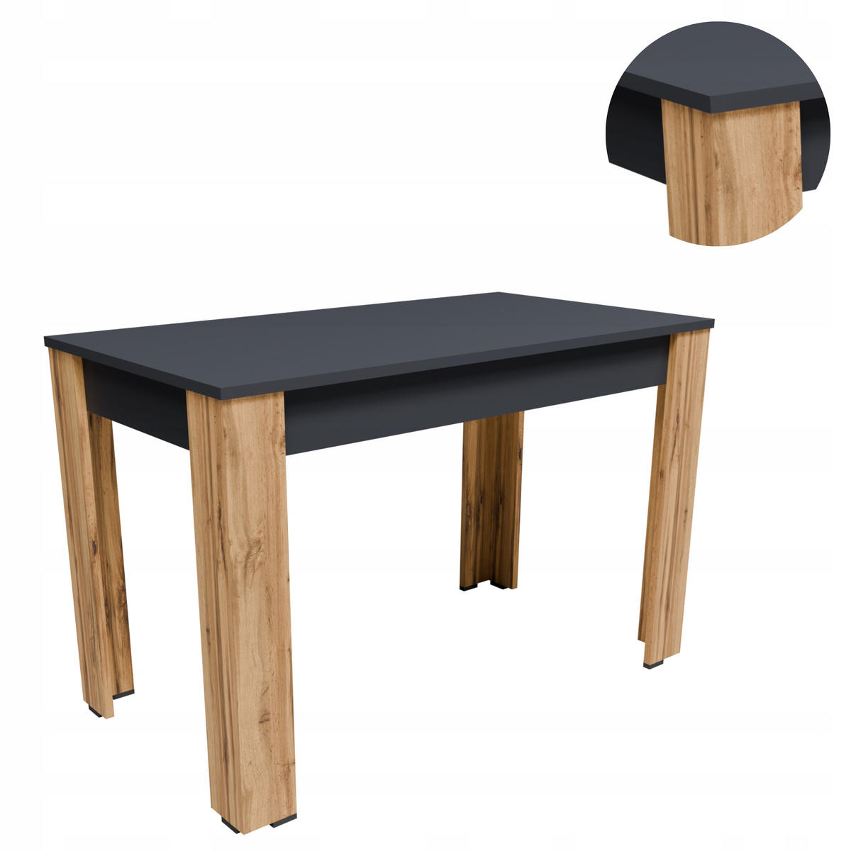 TISCH CR3- STERN Graphit-Wotan Eiche 110/60/72,6 cm - Eiche Wotan/Graphitfarben, Holzwerkstoff (60/110/72.6cm)