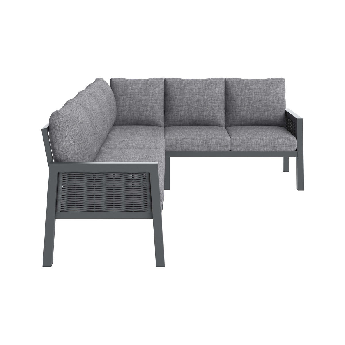 GARTENLOUNGE-SET für 8 Personen Gartenmöbel-Set Essgruppe Garten-Loungesessel-Set - Grau, Holzwerkstoff/Textil - STILVORA