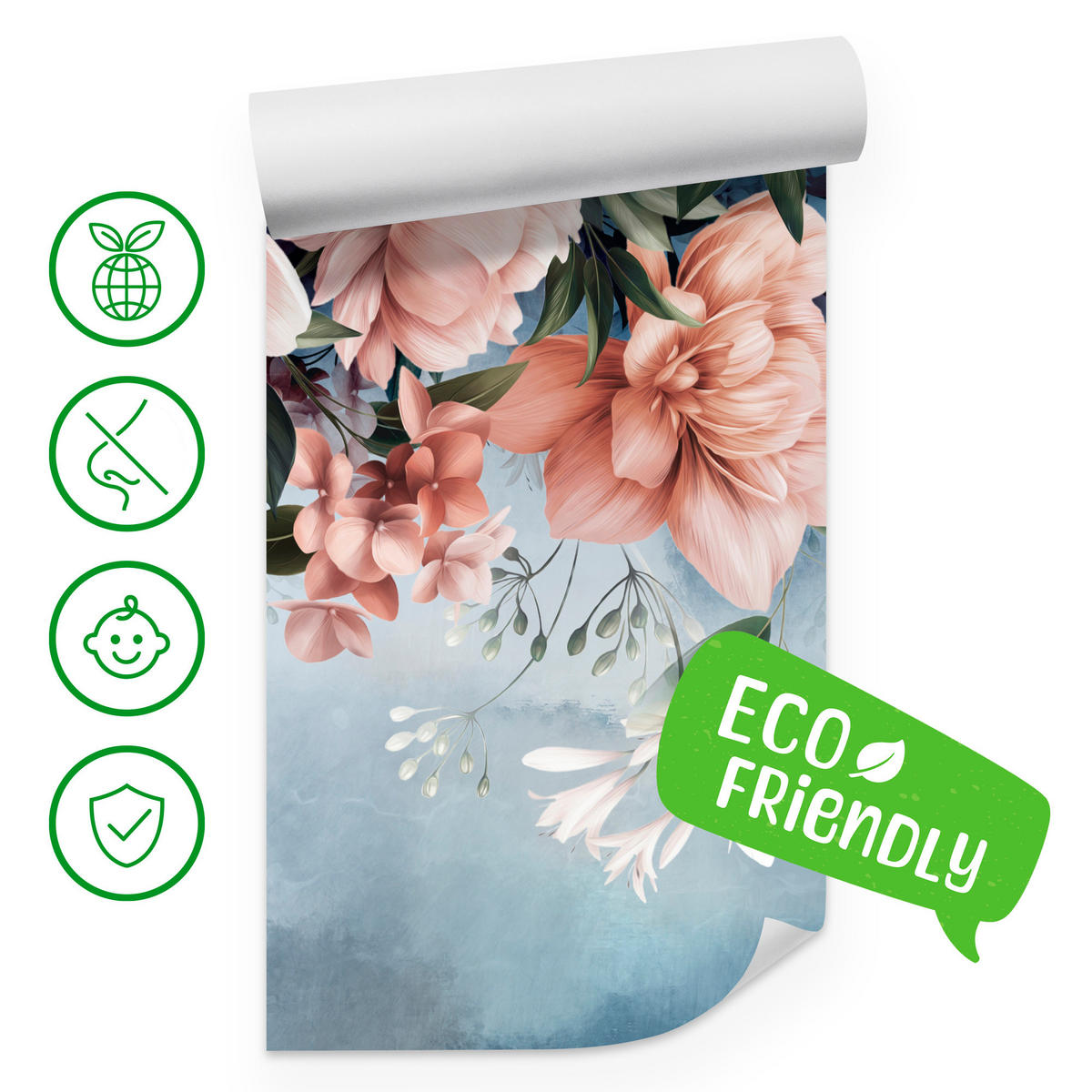 FOTOTAPETA Pre Spálňu Kvety Listy Príroda Rastliny 250 x 175 cm - biela/zelená, papier (250/175cm) - Muralo