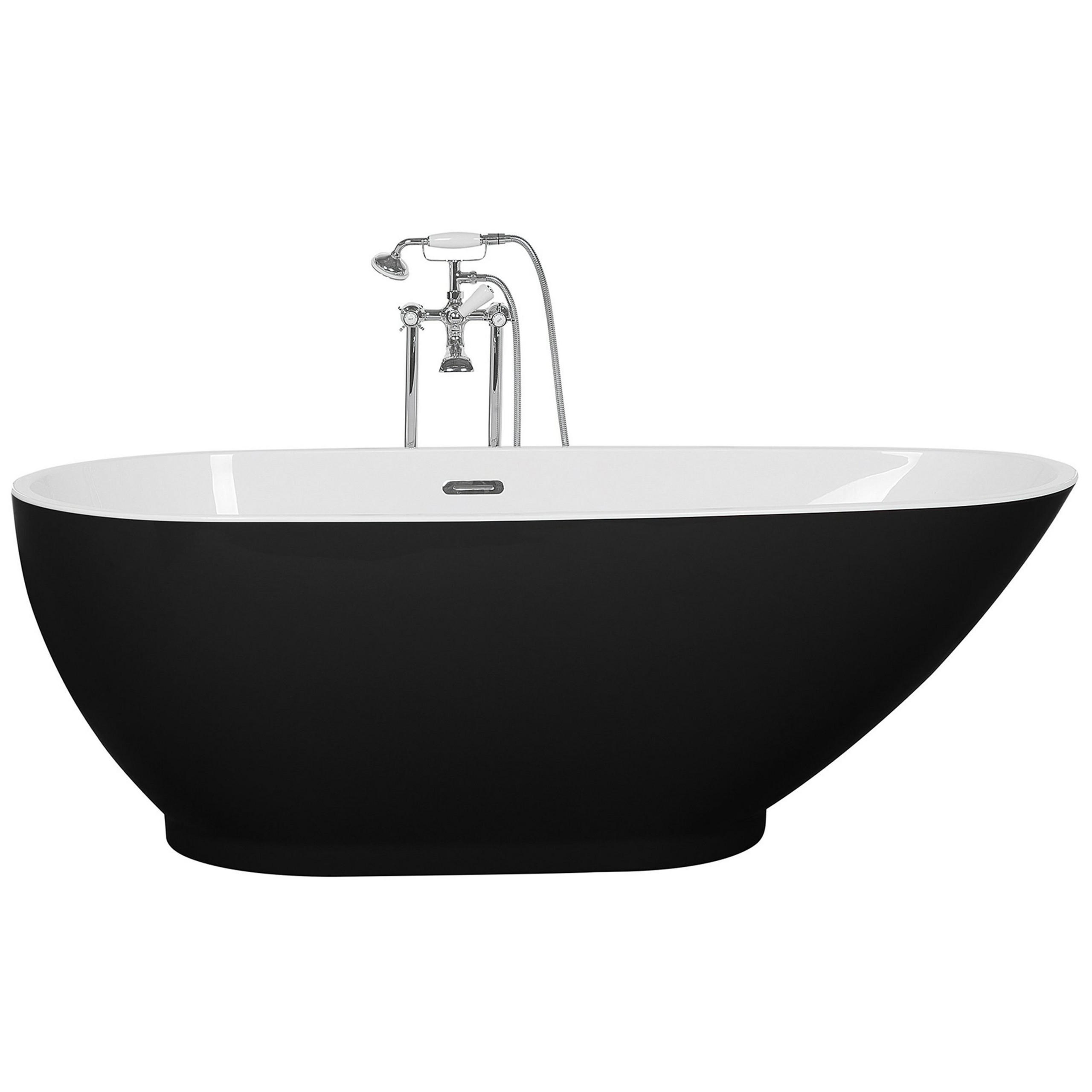 BADEWANNE FREISTEHEND 82x173x59 cm schwarz Guiana - Schwarz, Kunststoff (82/60/173cm) - Beliani