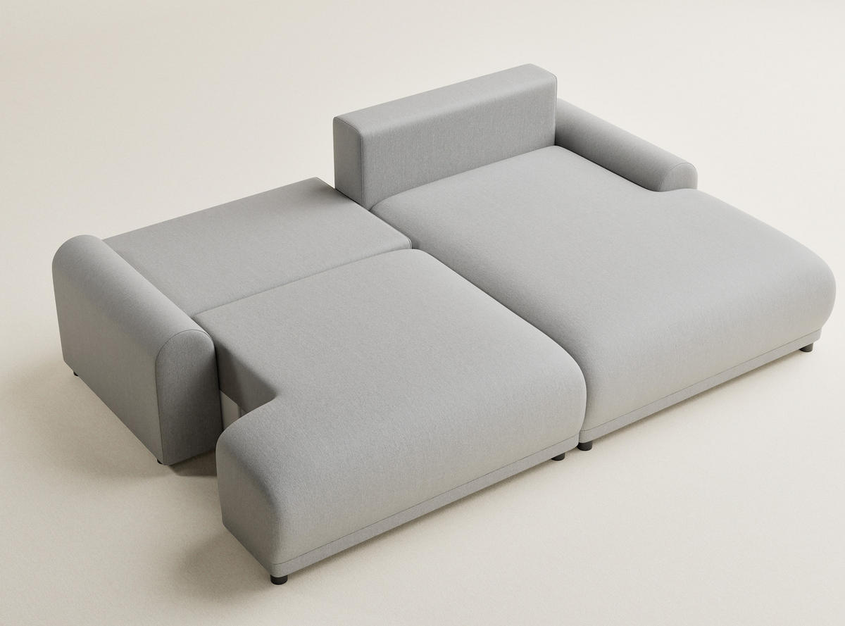 ECKSOFA MIT SCHLAFFUNKTION Tallin Hellgrau Webstoff - Hellgrau/Schwarz, Holz/Holzwerkstoff (240/145cm) - Maison de Reve