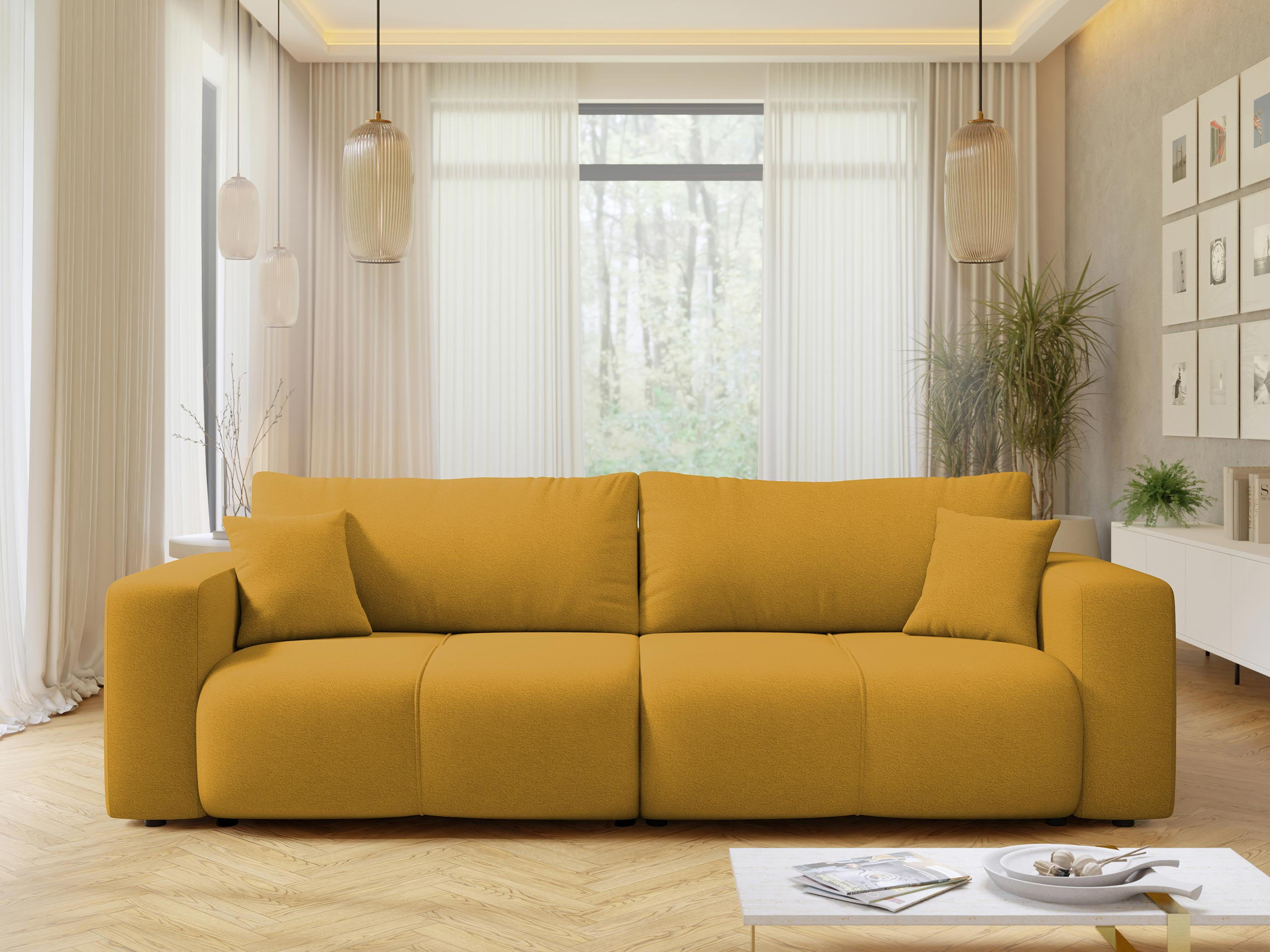 SCHLAFSOFA Furyn - Gelb/Schwarz, Holz/Kunststoff (245/82/92cm) - MIRJAN24