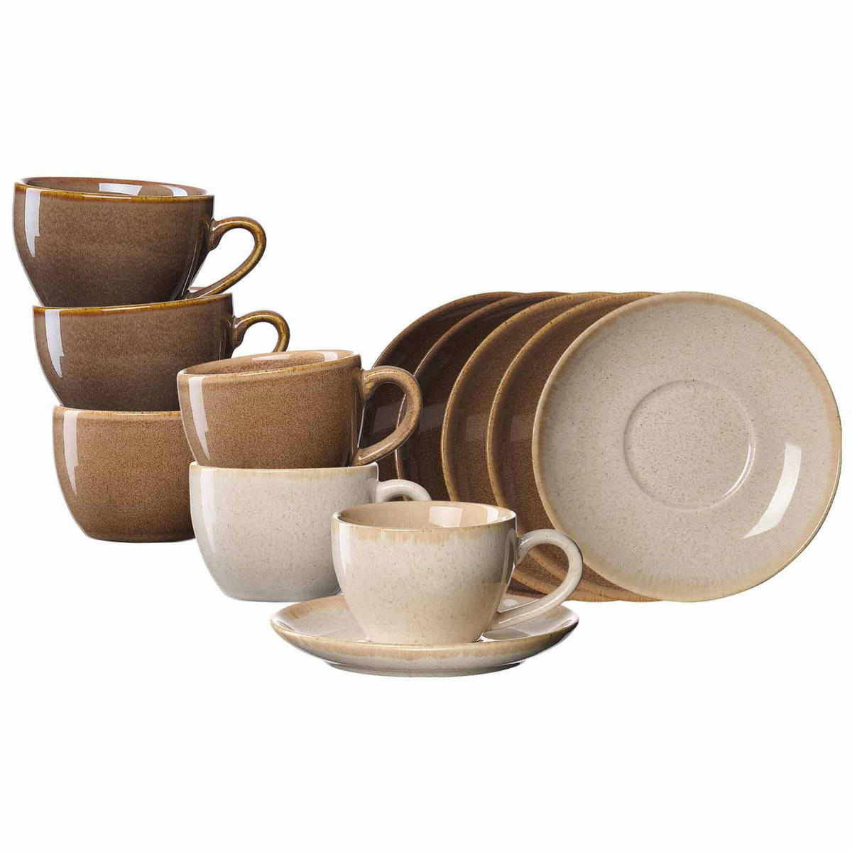 KAFFEETASSEN MIT UNTERTASSEN Sahara braun 230 ml 6er Set - Braun, Keramik (14.5/8/14.5cm) - Ritzenhoff Breker