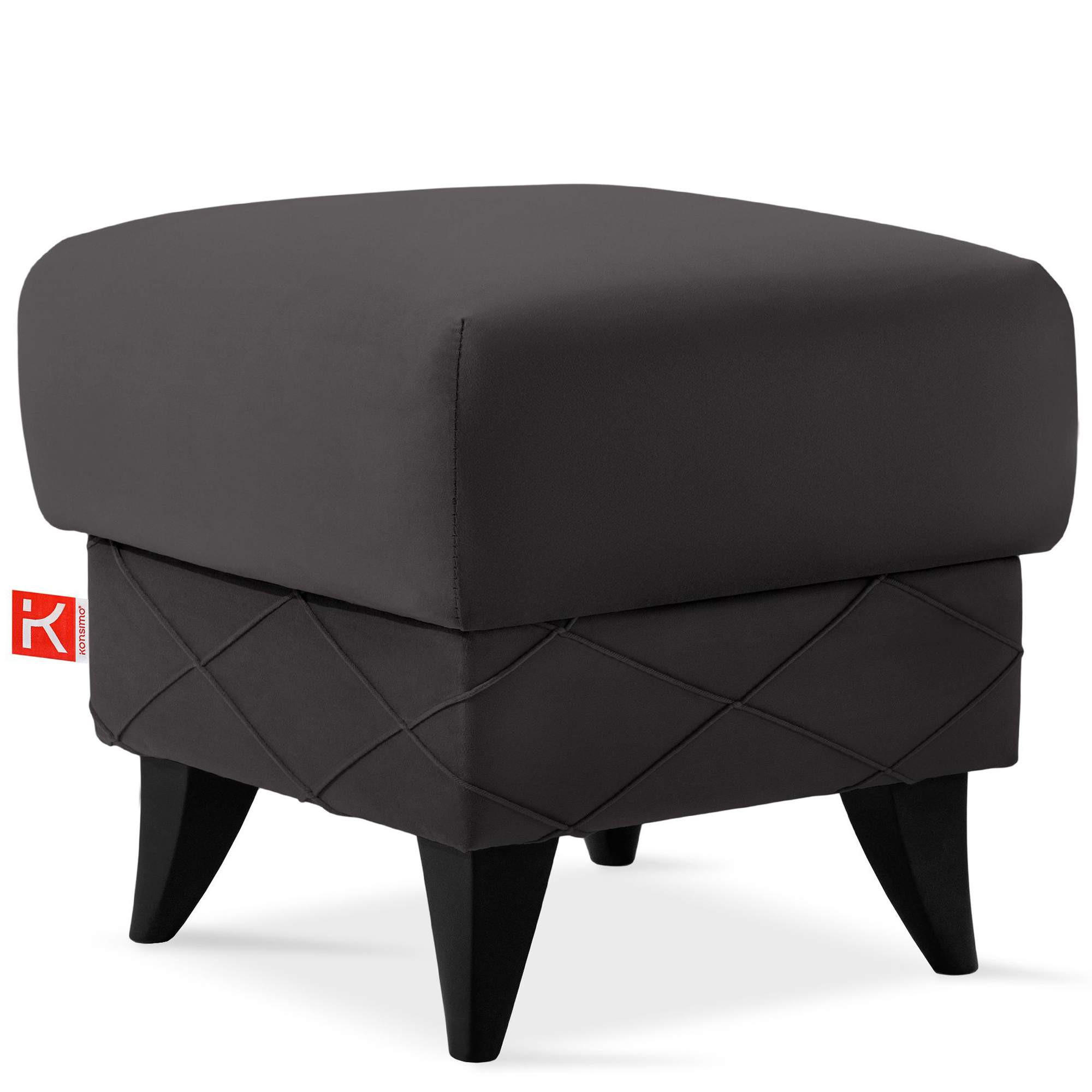 HOCKER GUSTAVO III Fußstütze, Velours, Graphitfarben - Graphitfarben, Holz/Holzwerkstoff (53/49/53cm) - KONSIMO®