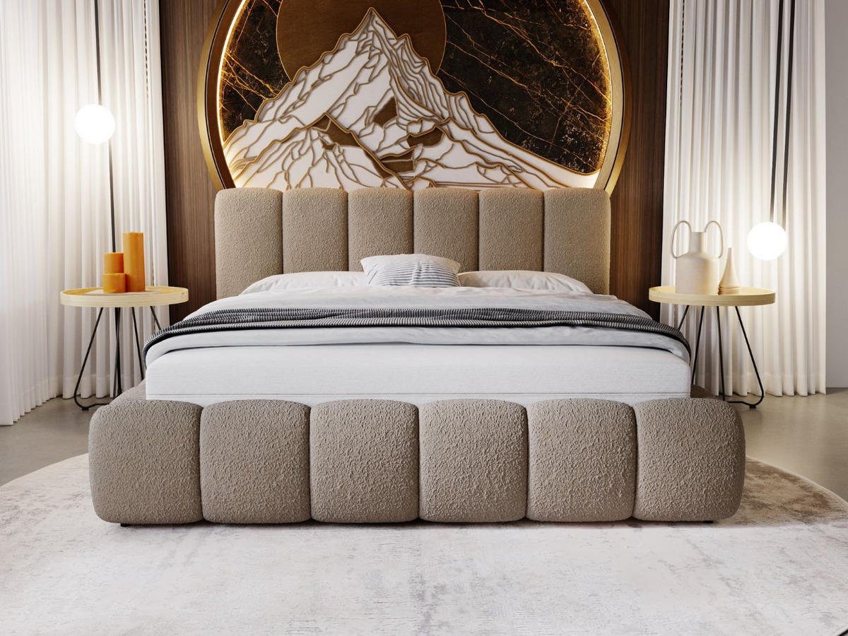 POLSTERBETT Cloud 120x200 Bouclé-Stoff Braun - Braun, Textil (120/200cm) - Graingold