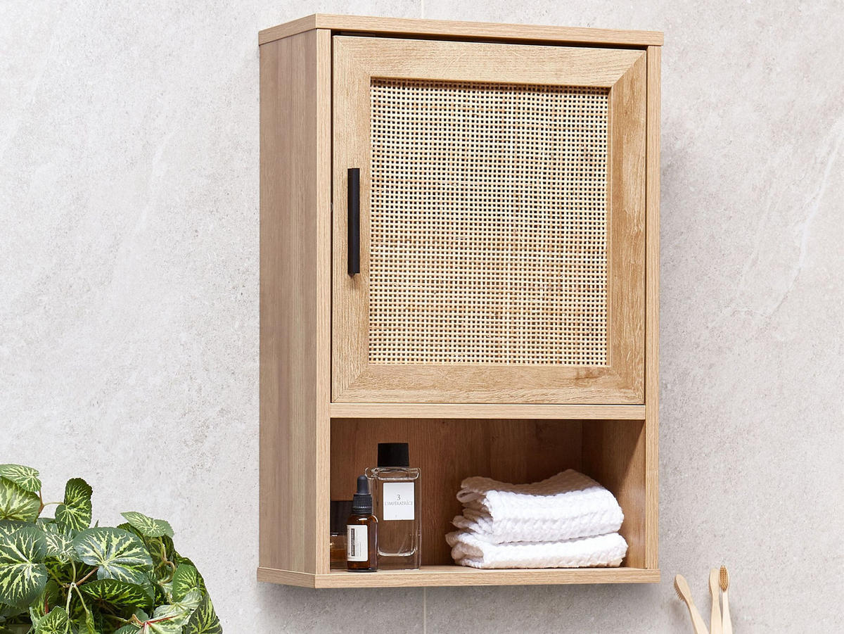 BAD-WANDSCHRANK 40 cm Hellbraun Rosell - Naturfarben/Braun, Holzwerkstoff (40/60/19cm) - Beliani