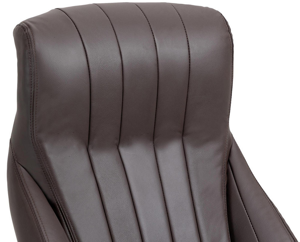 CHEFSESSEL Echtleder braun - Chromfarben/Braun, Leder/Metall (73/120/76cm) - CLP