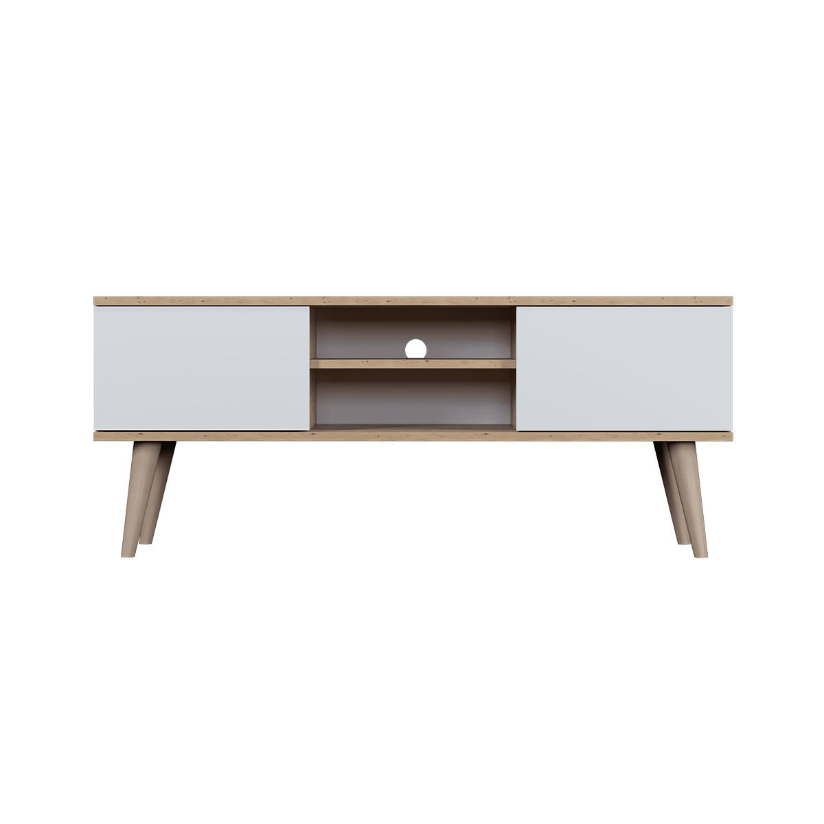 TV-MÖBEL Toronto Weiß und Holz - Weiß, Holzwerkstoff (55/35/120cm) - Petits-meubles