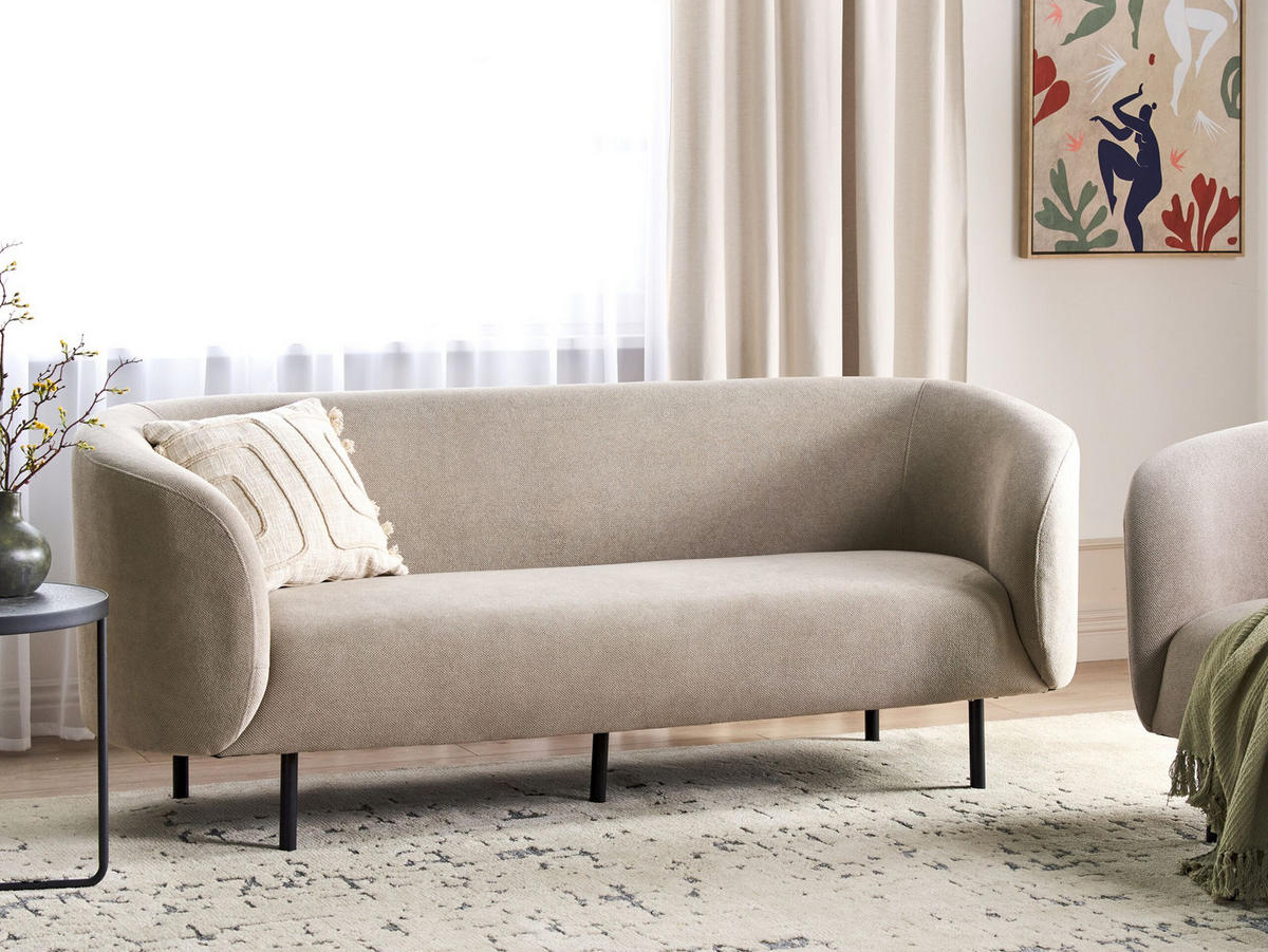3-SITZER-SOFA Stoff taupe/schwarz Loen - Beige/Schwarz, Textil (200/79/70cm) - Beliani
