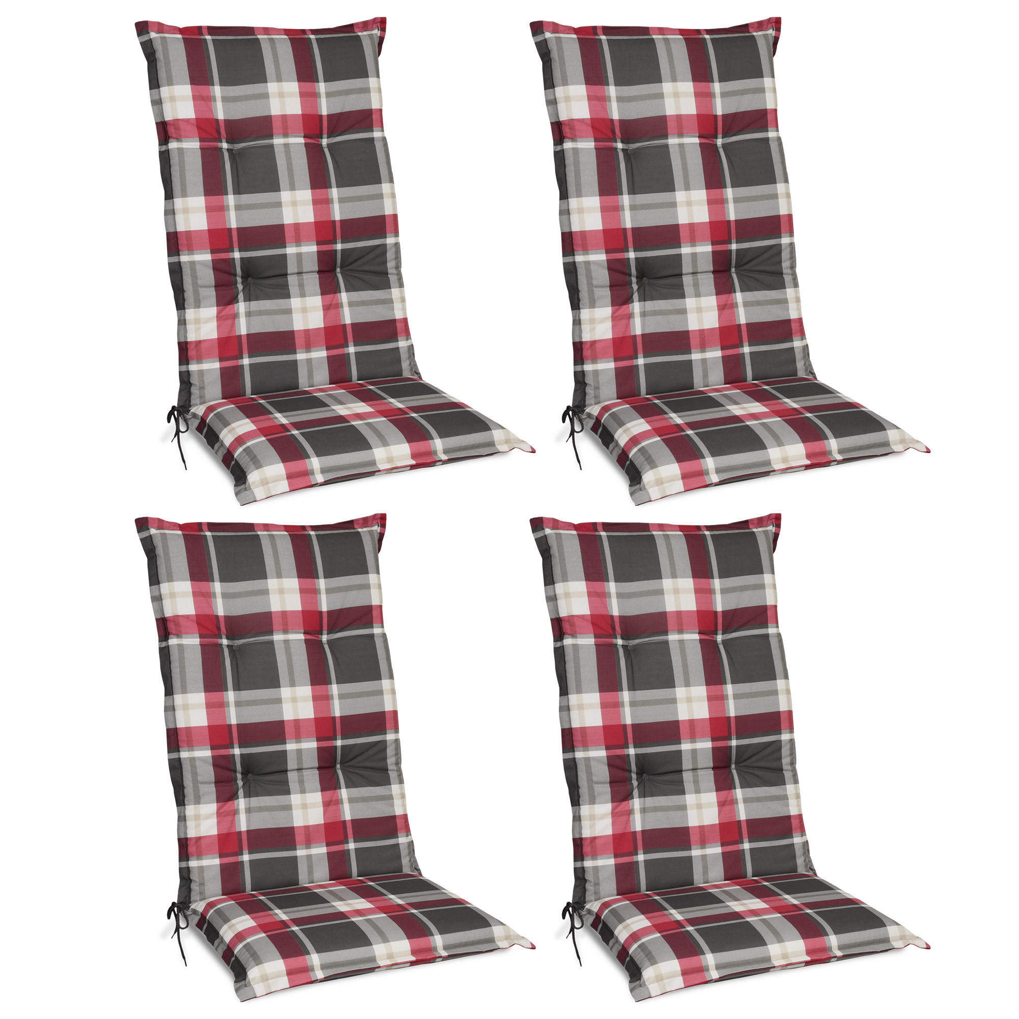 HOCHLEHNERAUFLAGE Sunny RK 120/50/6cm Bordeaux-Kariert 4tlg - Bordeaux, Textil (50/6/100cm) - Beautissu 