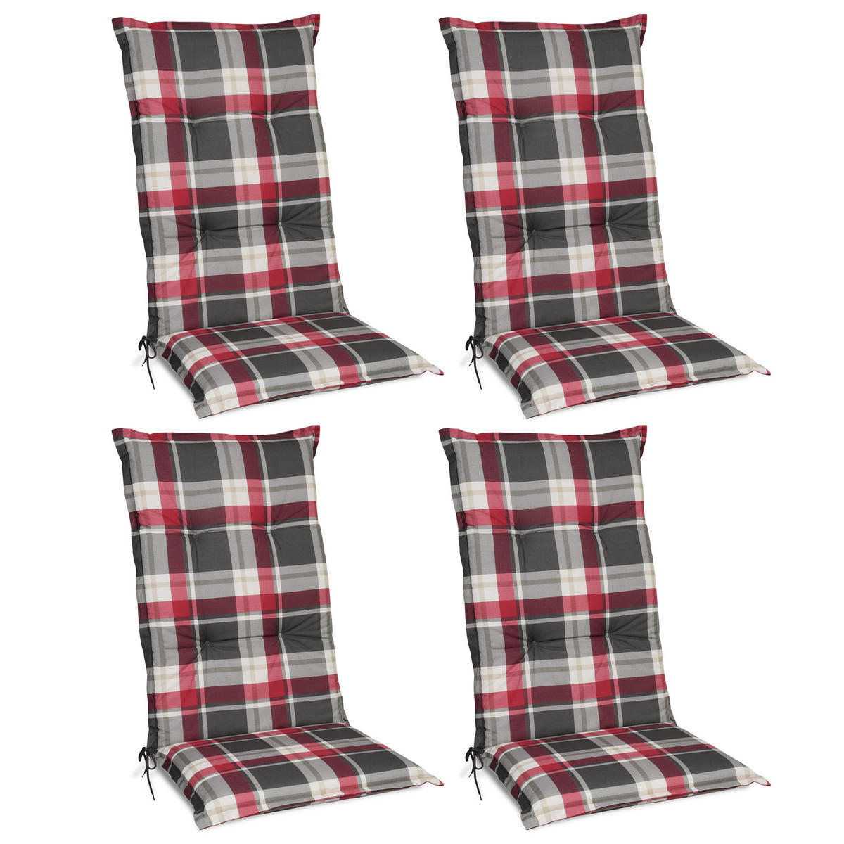 HOCHLEHNERAUFLAGE Sunny RK 120/50/6cm Bordeaux-Kariert 4tlg - Bordeaux, Textil (50/6/100cm) - Beautissu 