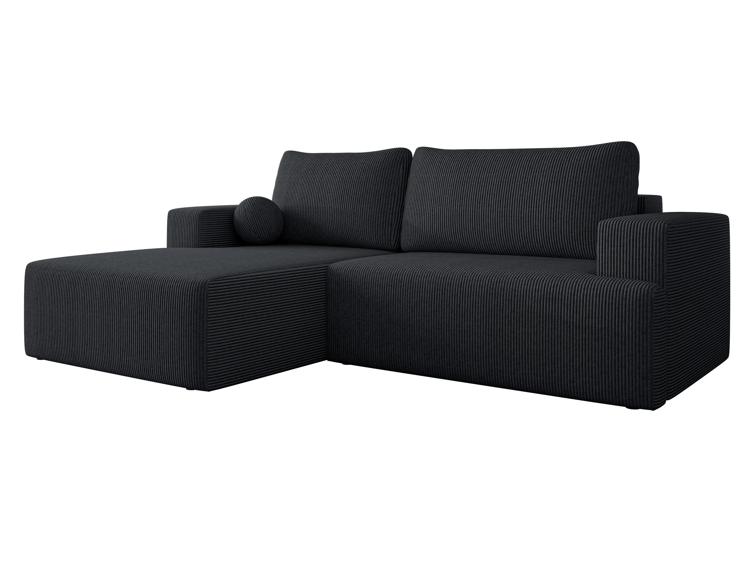 ECKSOFA Mivo Cord, Seite: Links - Schwarz, Holz/Kunststoff (266/163cm) - MIRJAN24