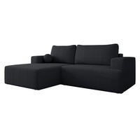 ECKSOFA Mivo Cord, Seite: Links - Schwarz, Holz/Kunststoff (266/163cm) - MIRJAN24
