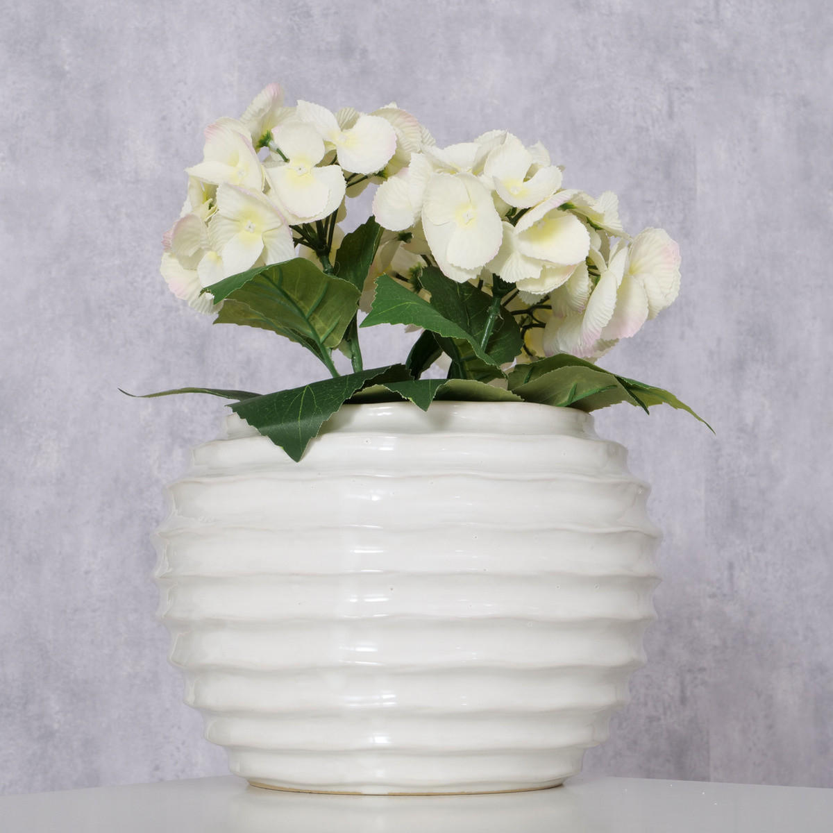 KERAMIKVASE Nanny Ø 17 cm - Weiß, Keramik (17cm) - Boltze Home