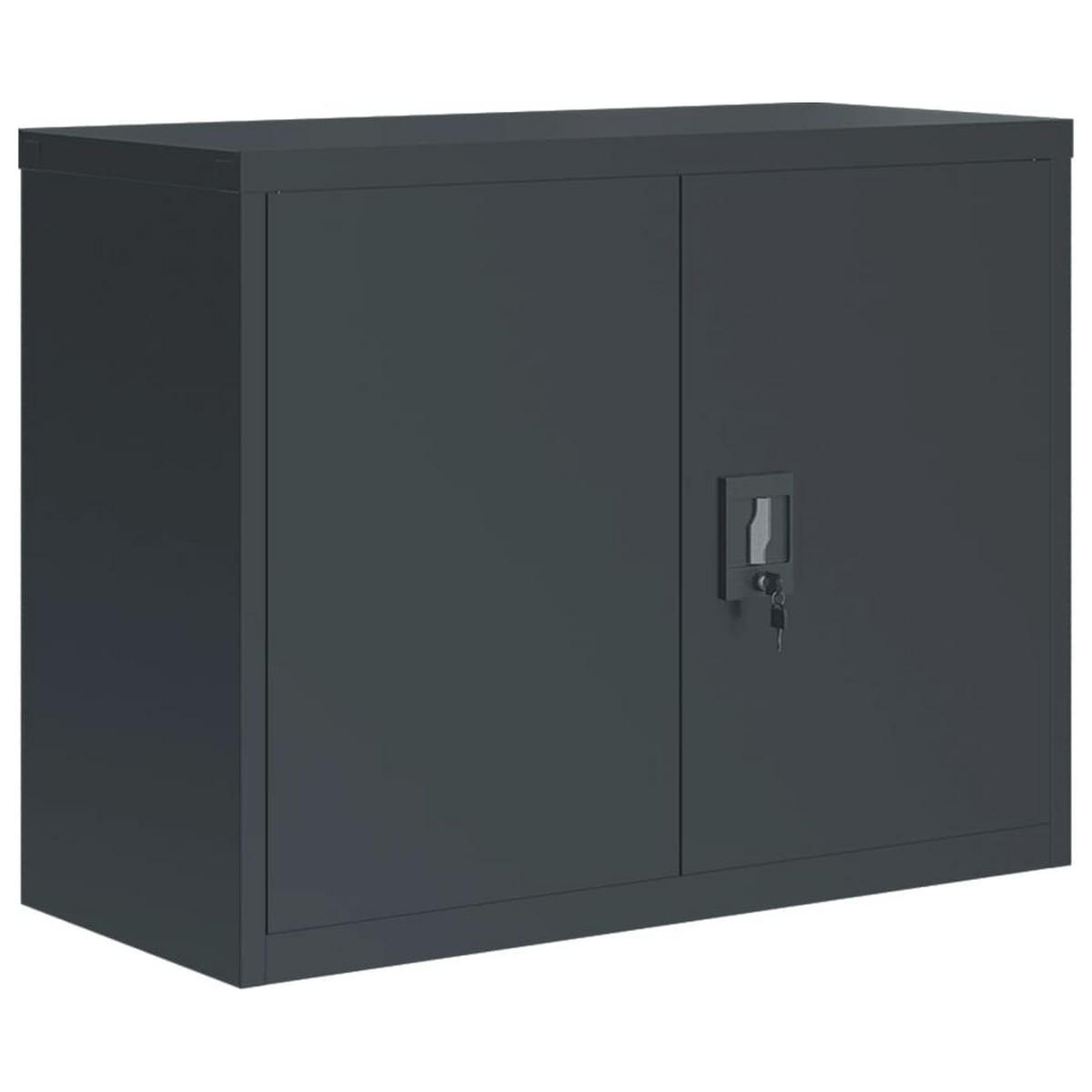 AKTENSCHRANK mit 2 Fächer und abschließbare Türen, 90/40/70 cm, aus Stahl, in Anthrazit - Anthrazit, Metall (90/70/40cm) - vidaXL