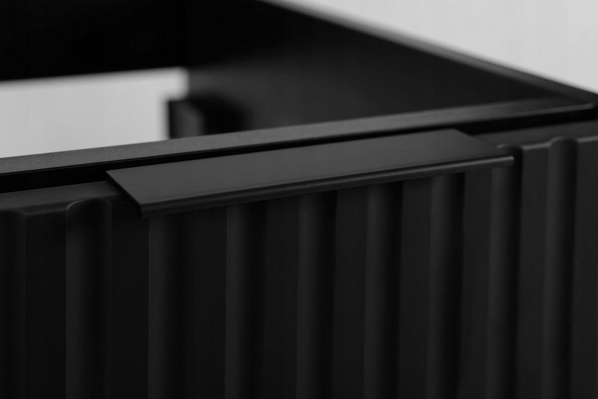 WASCHBECKUNTERSCHRANK MODERN 140 cm mit Arbeitsplatte Farbe: Schwarz mit geriffelter Vorderseite + Regal Farbe: Schwarz - Weiß - Schwarz/Weiß, Holzwerkstoff (140/57/46cm) - Rodan