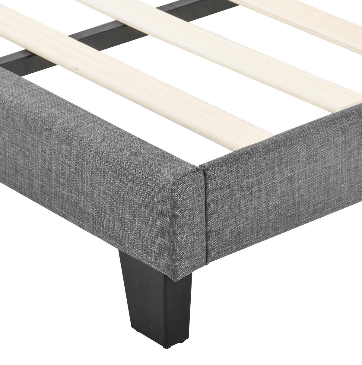 POLSTERBETT 140/200 cm Grau aus Leinen mit Lattenrost - Grau, Textil (140/200cm) - OKMYHOME