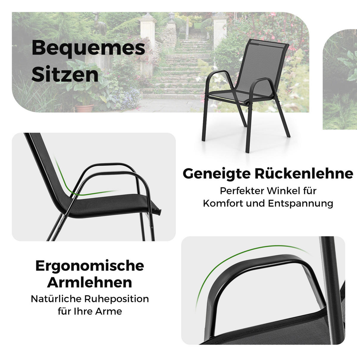BALKÓNOVÝ NÁBYTOK Sada na balkón (3-dielna) - sivá, kov (67/83/55cm) - COSTWAY