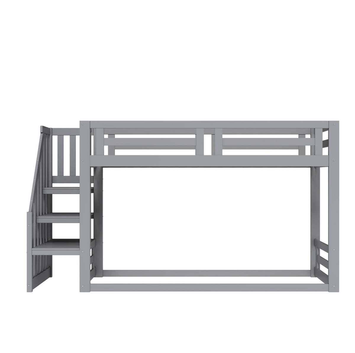 POSCHODOVÁ posteľ 90/200 cm sivá s úložným schodíkom z borovicového masívu a MDF - sivá, drevo (90/200cm) - OKWISH