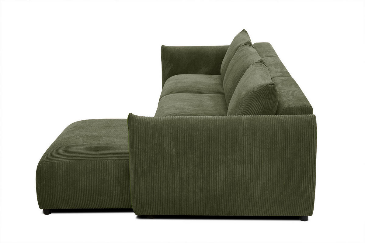ECKSOFA TAUER 5-Sitzer, olivgrün - Schwarz/Olivgrün, Holzwerkstoff/Kunststoff (294/173cm) - Courtois Laville