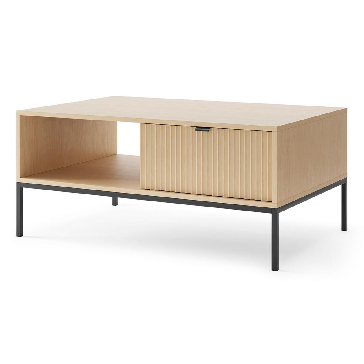 KONFERENČNÍ stolek Vellore Dekor dub s černou podnoží 104 x 68 cm - černá/béžová, kov/kompozitní dřevo (68/104/46cm) - Selsey