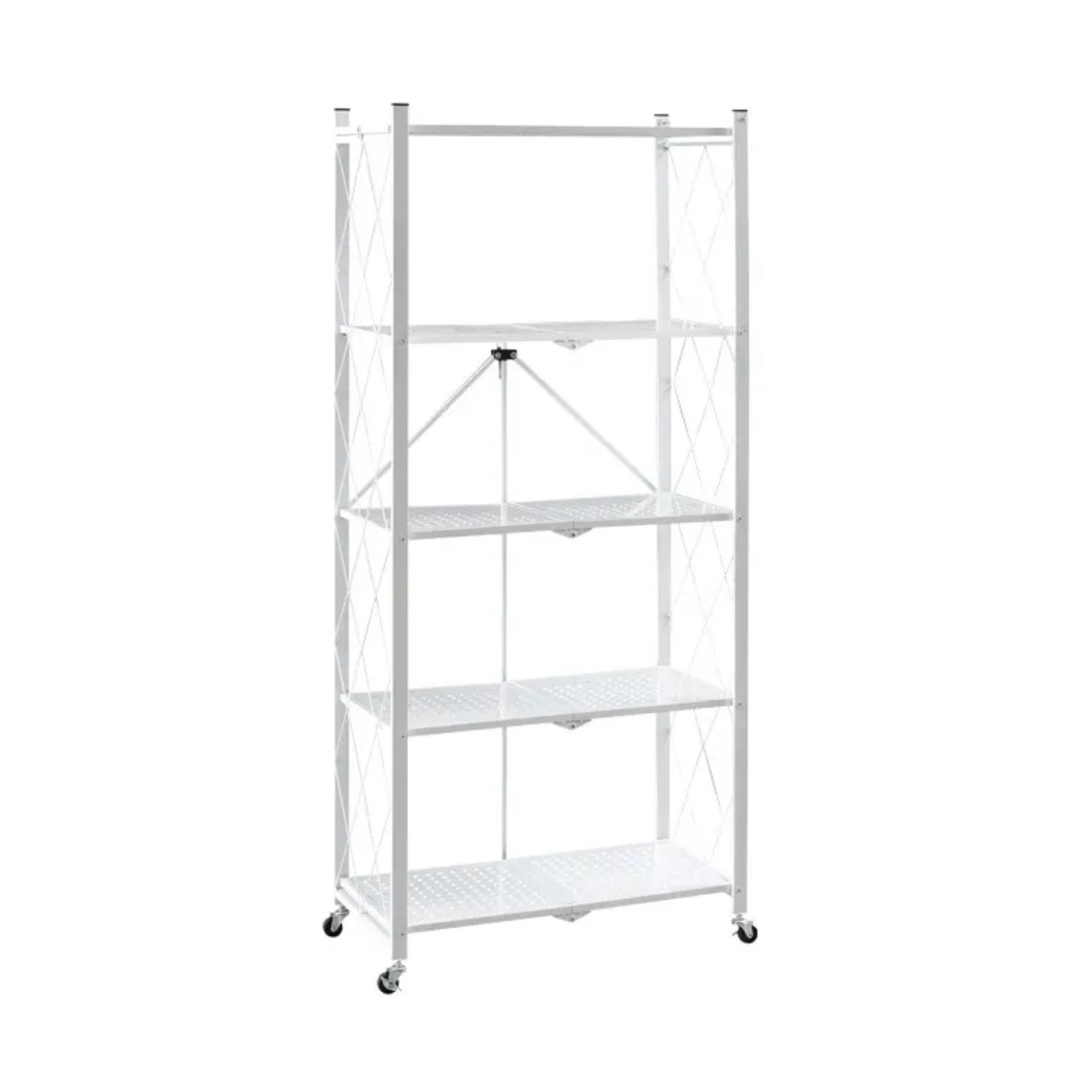 KLAPPREGAL auf Rollen 5 Fachböden Belastbarkeit 250kg 167x72x34 cm Weiß - Weiß, Metall (72/167/34cm) - PROREGAL