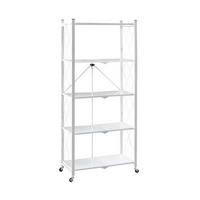 KLAPPREGAL auf Rollen 5 Fachböden Belastbarkeit 250kg 167x72x34 cm Weiß - Weiß, Metall (72/167/34cm) - PROREGAL