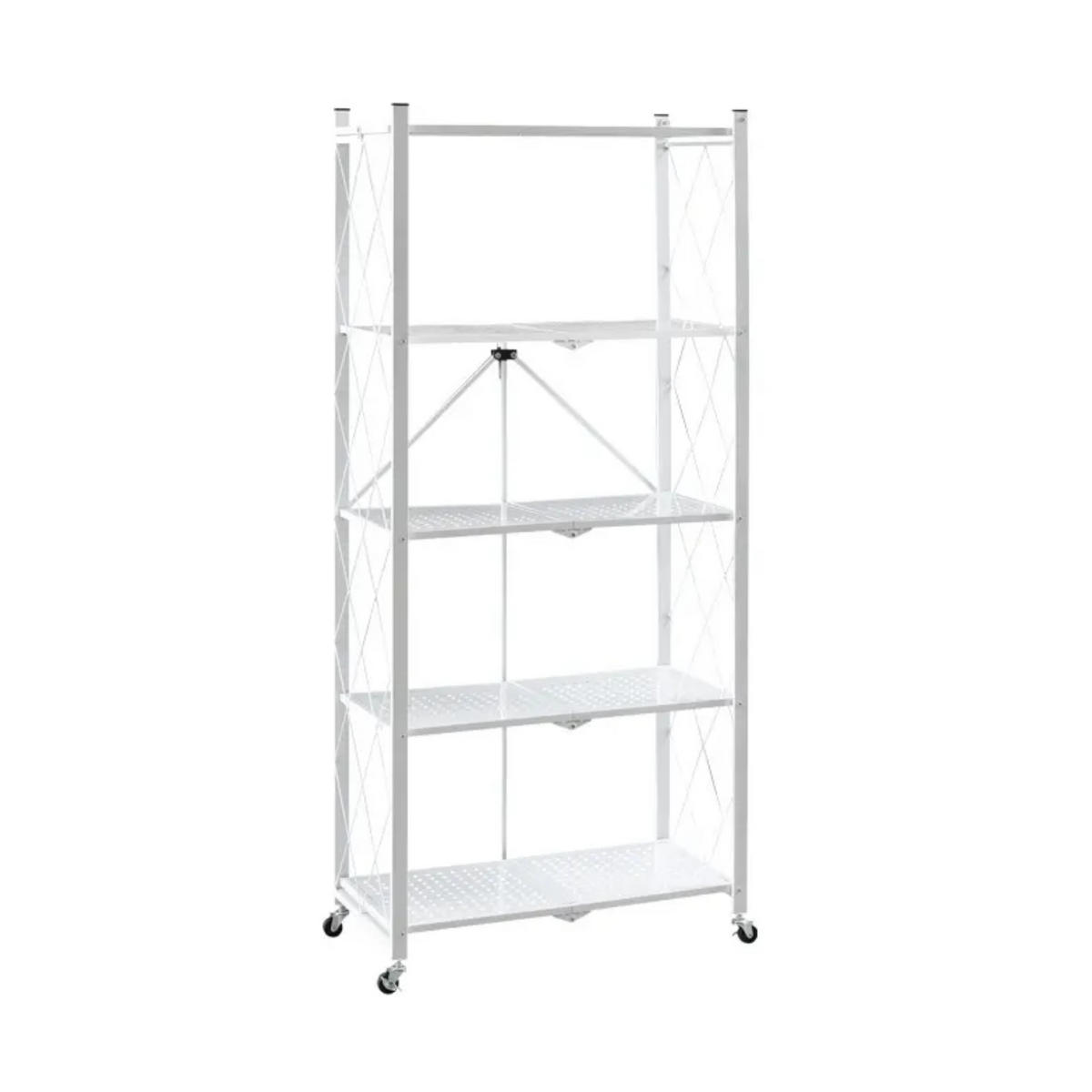 KLAPPREGAL auf Rollen 5 Fachböden Belastbarkeit 250kg 167x72x34 cm Weiß - Weiß, Metall (72/167/34cm) - PROREGAL