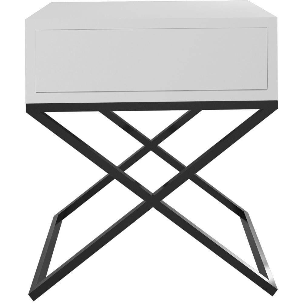 NACHTSCHRANK Max 45/50/35 weiß - Schwarz/Weiß, Holzwerkstoff/Metall (45/50/35cm) - Beautysofa